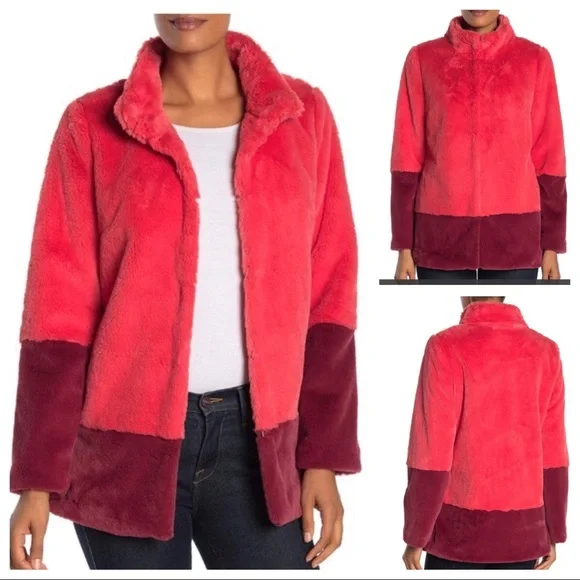 NWT Trina Turk Pink Faux Fur Jacket - Picture 10 of 10